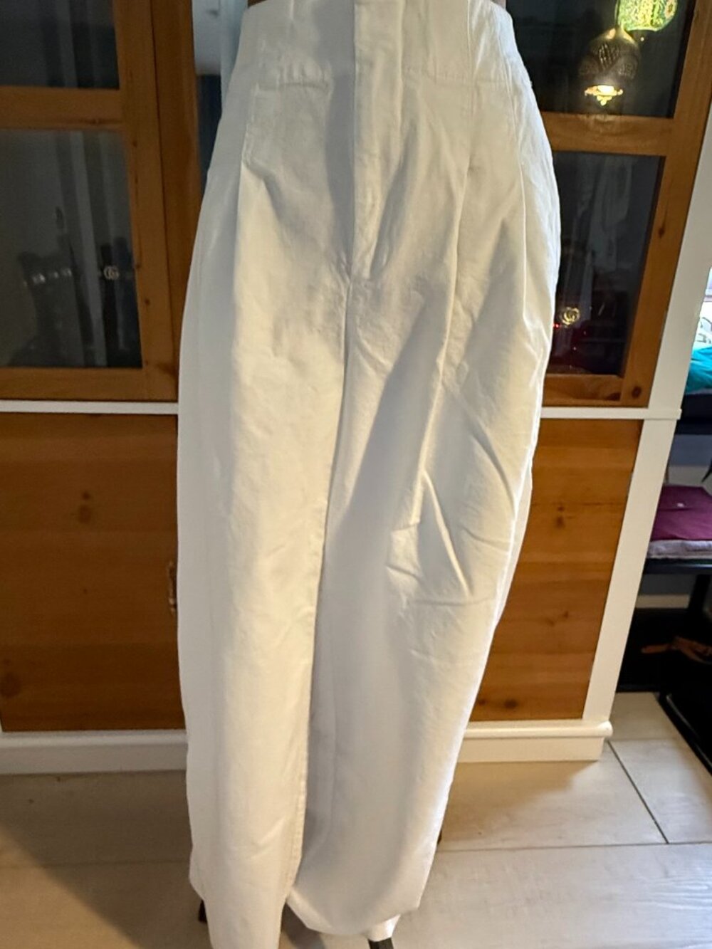 Future Collective Pants Womens 8 White Wide Leg High Rise Pleated Pockets